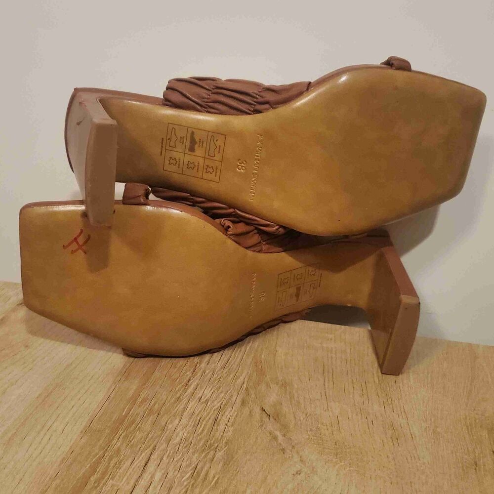 Jonathan Simkai Felix Elastic Block Heel Mules Si… - image 5